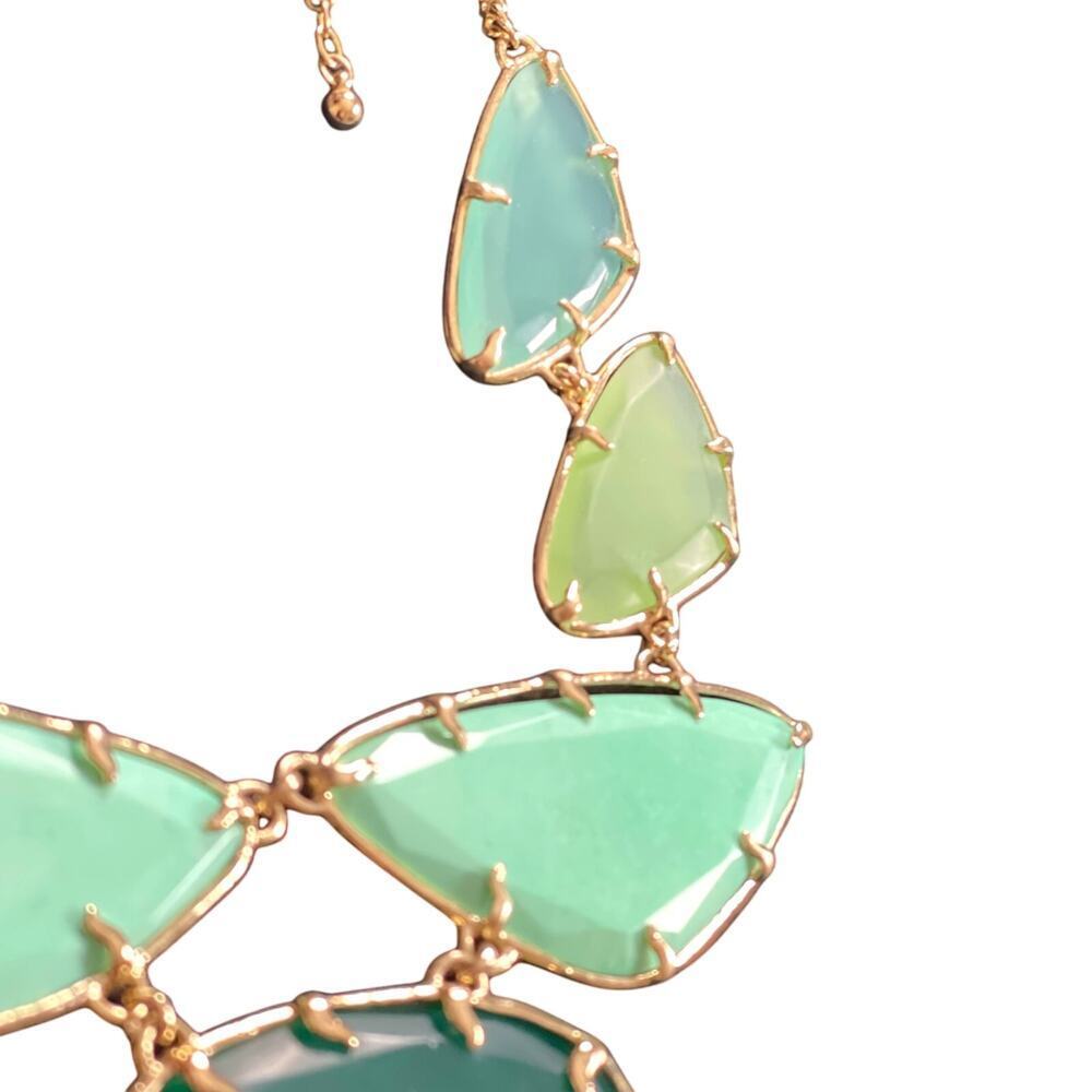 Vintage Kendra Scott Green Marisol Necklace Gold Plated Bib Statement Retired - Picture 10 of 11